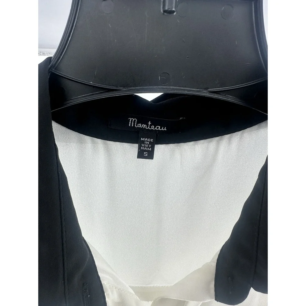 Monteau  Black & White Tie Blouse Size‎ S